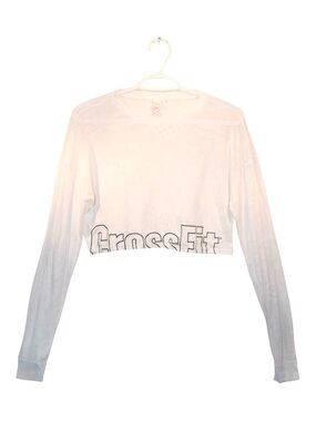 Reebok White Cropped CrossFit Long-Sleeve Top